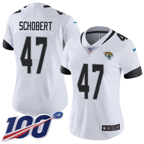 Nike Jacksonville Jaguars 47 Joe Schobert White Women Stitched NFL 100th Season Vapor Untouchable Limited Jersey